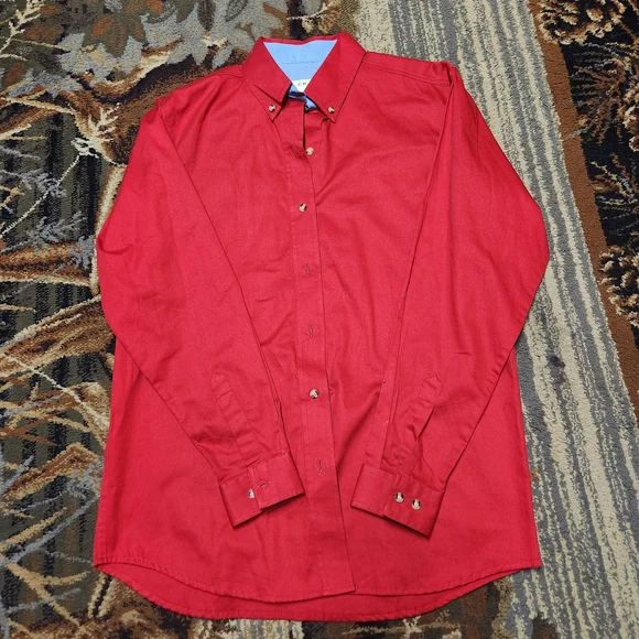 Elegant Red Button Down Shirt - Picture 2 of 11
